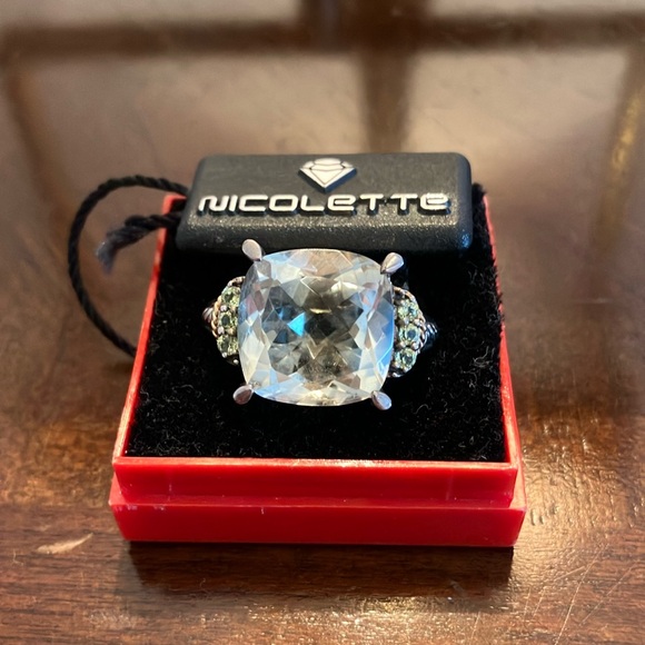 Nicolette Jewelry - NICOLETTE MINT GREEN AMETHYST 8ct CABLE RING 14K GOLD / STERLING SILVER